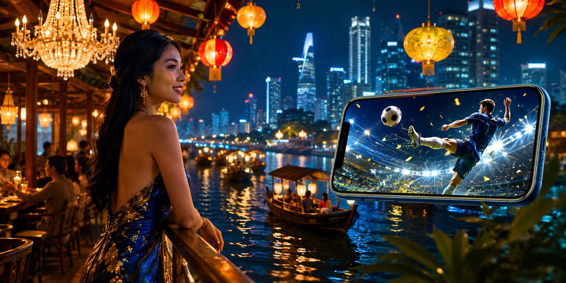Cá cược thể thao trên điện thoại tại chợ đêm vùng sông Mê Kông